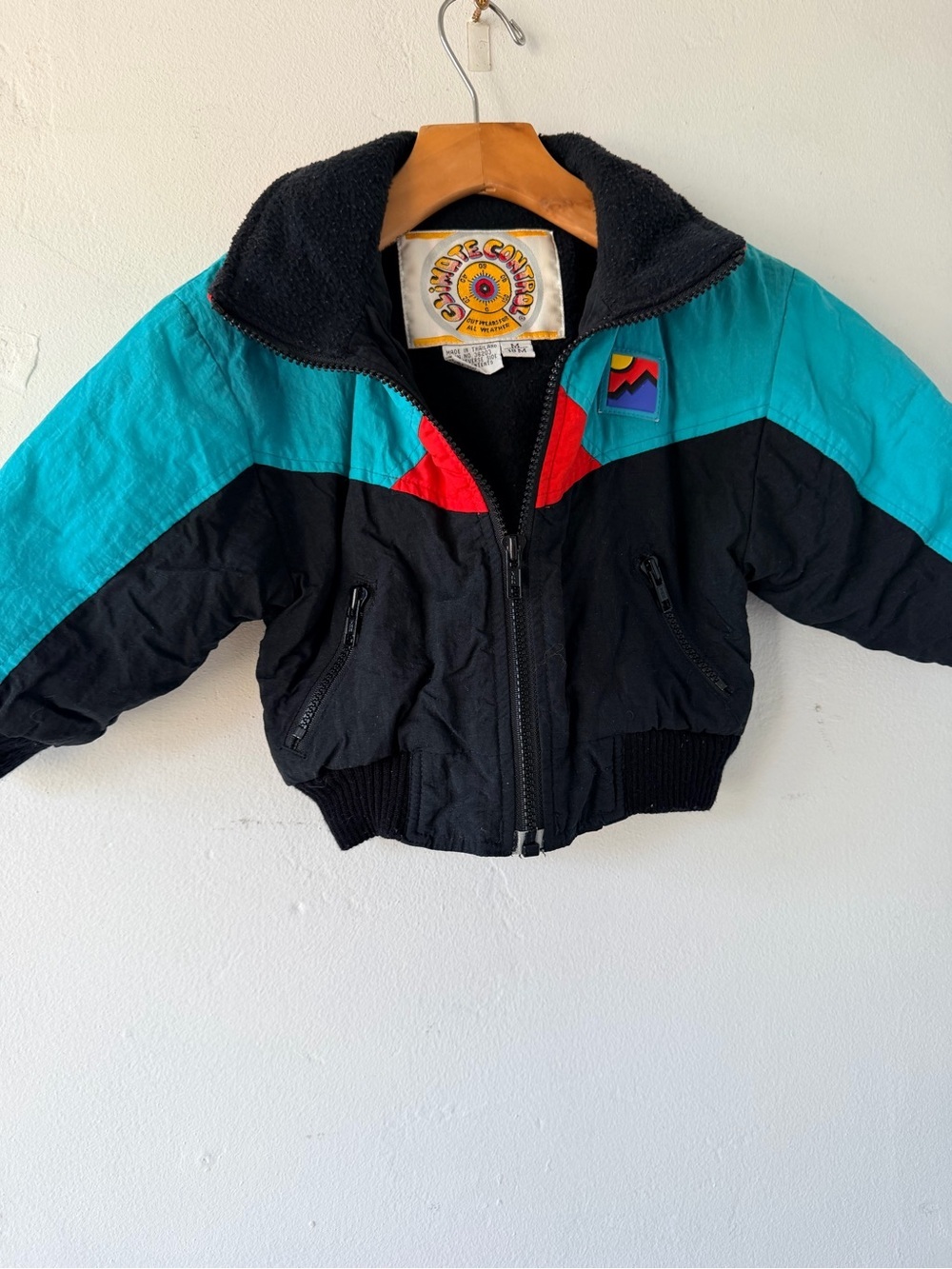 Kids Colorblock  vintage Puffer Jacket - Black & Teal - Picture 2 of 6